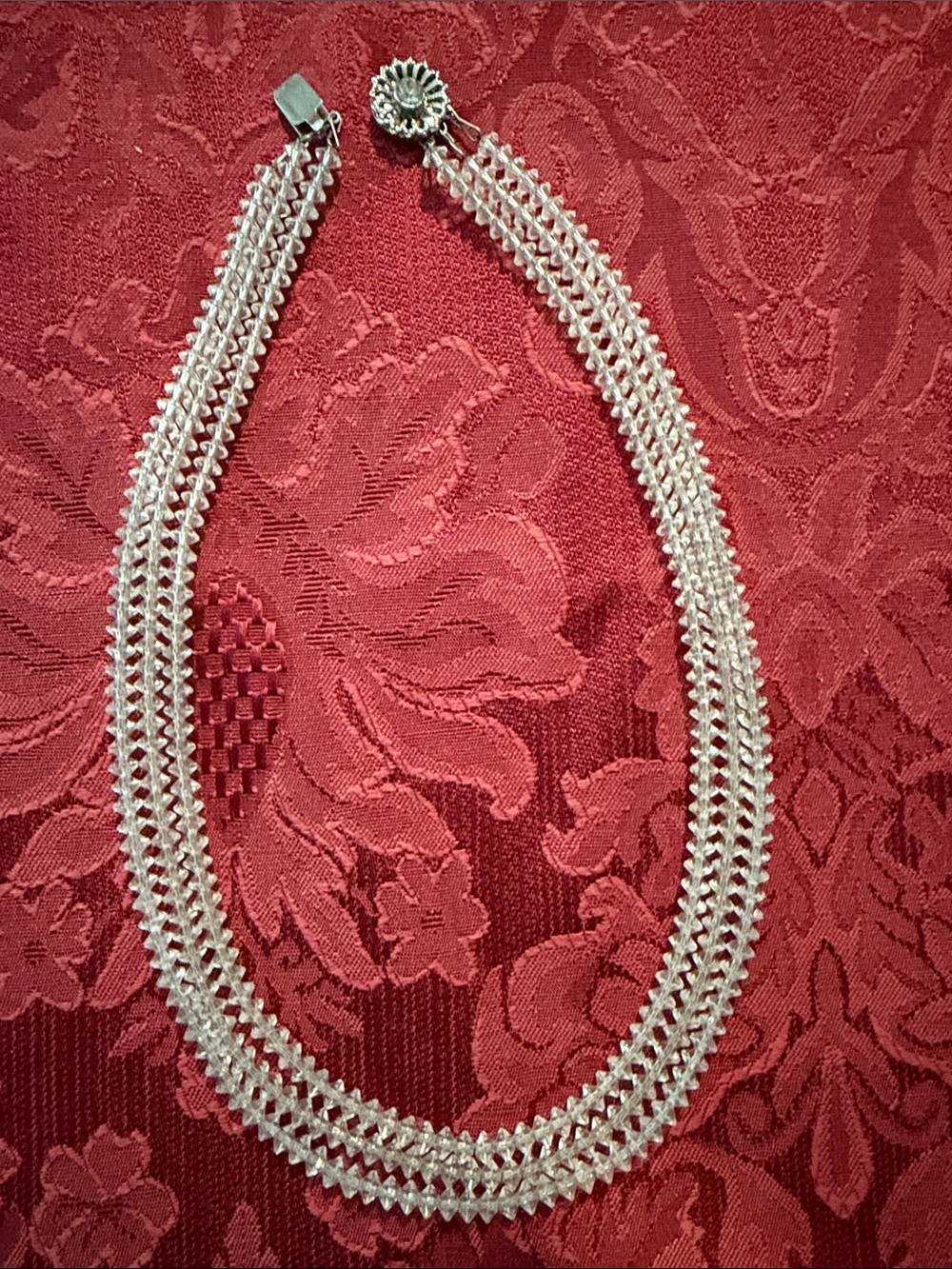 Triple-Strand Silver-Tone Crystal Necklace - Elegant Women's Jewelry